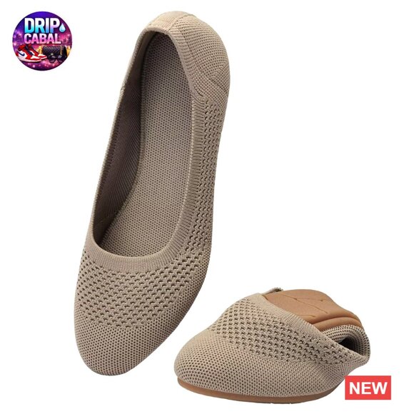 Knit Ballet Flats with Memory Foam, Slip-On Walking Shoes